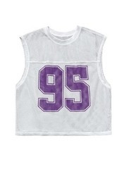Men’s Jersey Shirt Number Graphic Mesh Tank Top Small White and Purple
