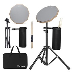 12 Inch Practice Drum Pad with Stand, Sticks and Drum Stick Bucket, Beginner …