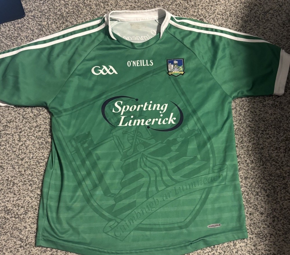 O’Neills Limerick GAA Gaelic Football Polyester Jersey Green/White Lightweight