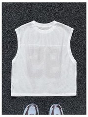 Men’s Jersey Shirt Number Graphic Mesh Tank Top Football X-Large White