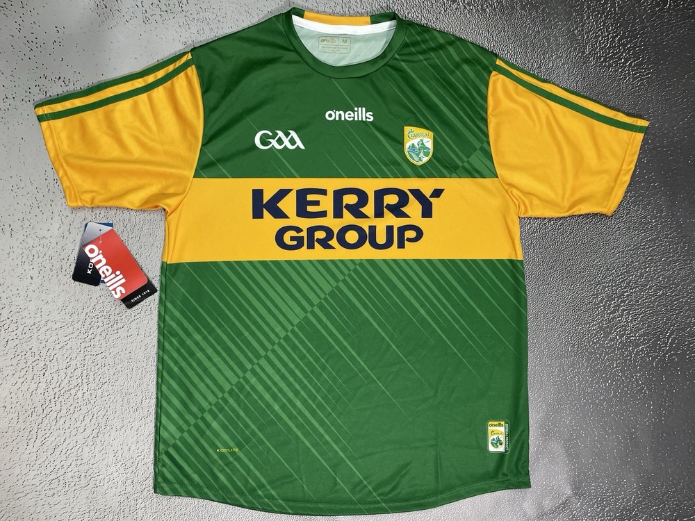 New CLARRAI O’NEILLS GEALIC Football Green Yellow Jersey GAA Size Medium