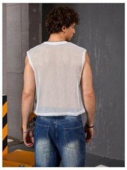 Men’s Jersey Shirt Number Graphic Mesh Tank Top Football X-Large White