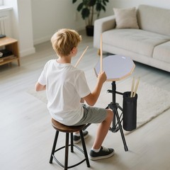 12 Inch Practice Drum Pad with Stand, Sticks and Drum Stick Bucket, Beginner …