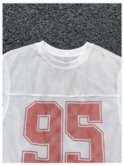 Men’s Number Jersey Shirt Crew Neck Sleeveless Mesh Tank Tops Y2k Large White