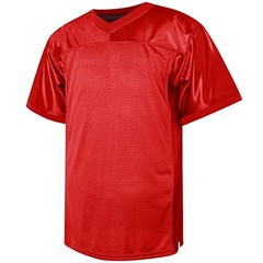 Blank Football Jersey,90s Hip Hop Sports Mesh Practice Plain X-Large Red