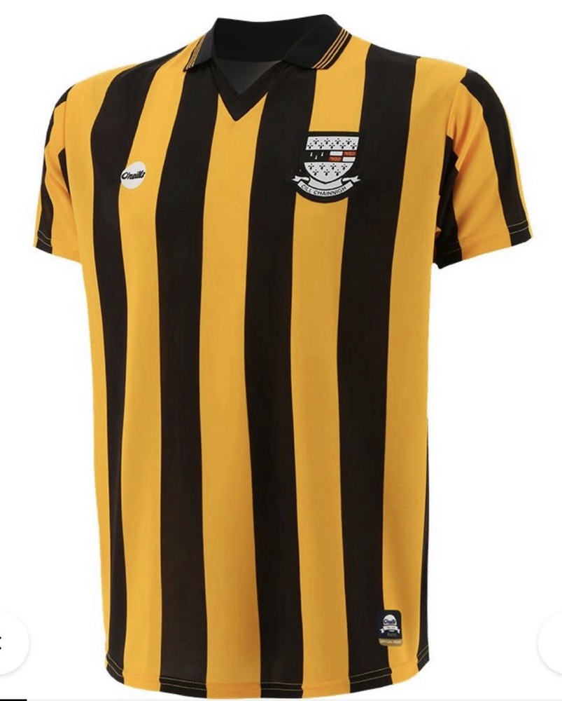 New GAA O’Neills Kilkenny Yellow Black Striped Retro Jersey 1992 Size Medium