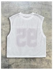 Men’s Jersey Shirt Number Graphic Mesh Tank Top Small White and Purple