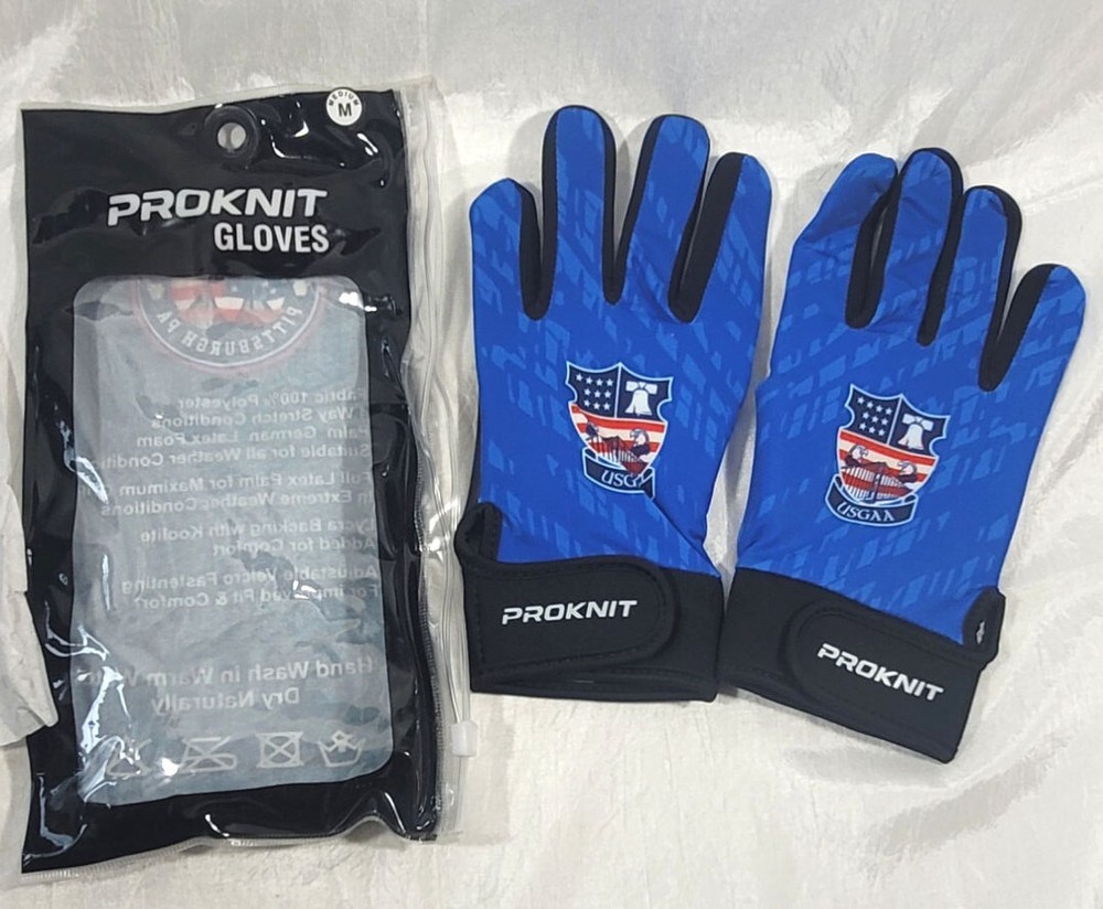 ProKnit Adult USGAA Latex Foam Palm Hurling Sports GAA Gloves – Blue – Medium