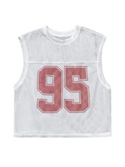 Men’s Jersey Shirt Number Graphic Mesh Tank Top Football X-Large White