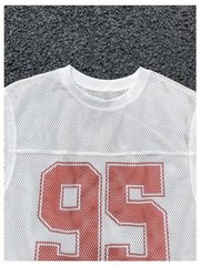 Men’s Jersey Shirt Number Graphic Mesh Tank Top Football X-Large White