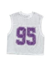 Men’s Jersey Shirt Number Graphic Mesh Tank Top Small White and Purple