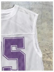 Men’s Jersey Shirt Number Graphic Mesh Tank Top Small White and Purple