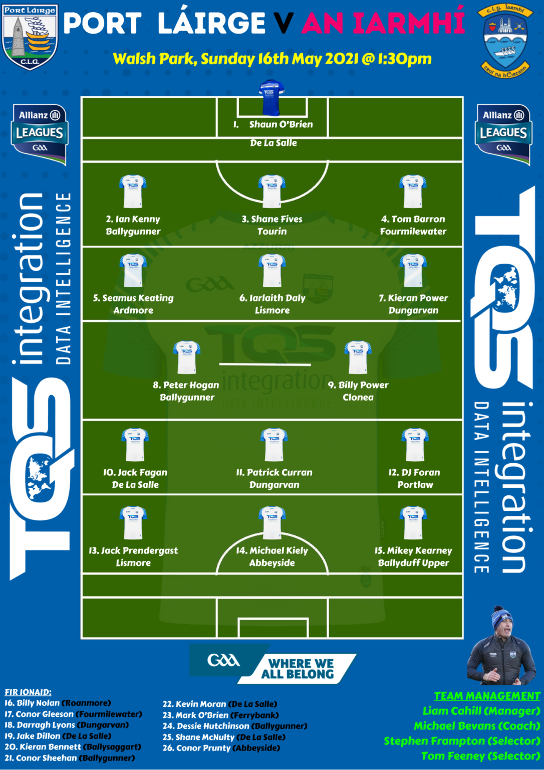 Senior Hurling Team Announcement Waterford GAA