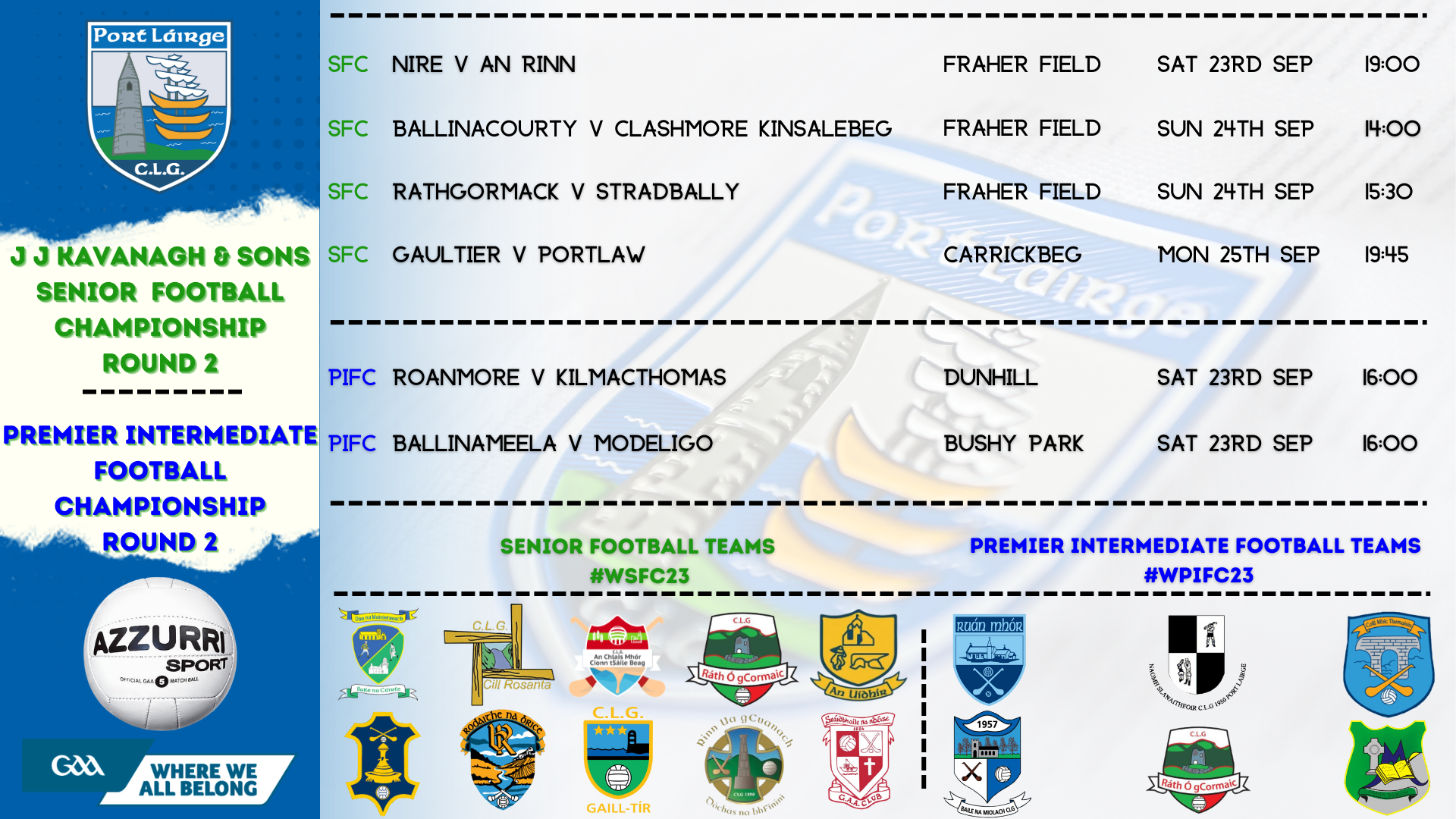 Credit Union Senior Football League - Round 2 Fixtures - Kerry GAA